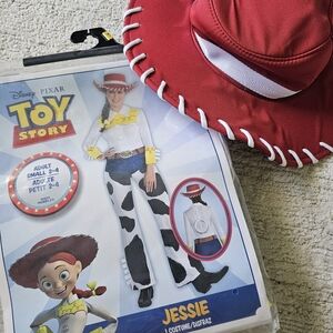 Toy Story Jessie Costume - Red Hat & White Cowprint Jumpsuit